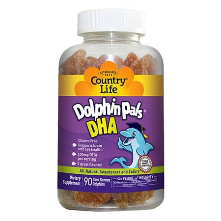 Country Life Vitamins DHA Gummy Dolphin Pals, 90 Ct