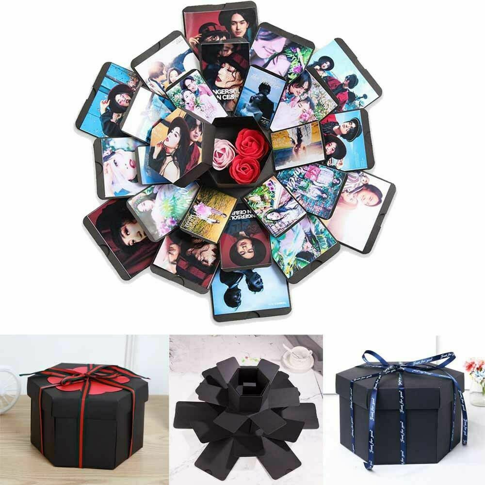 Zoiuytrg Surprise Explosion Gift Box, Hexagon 5 Layer 6 Sided Innovative DIY Photo Album Paper