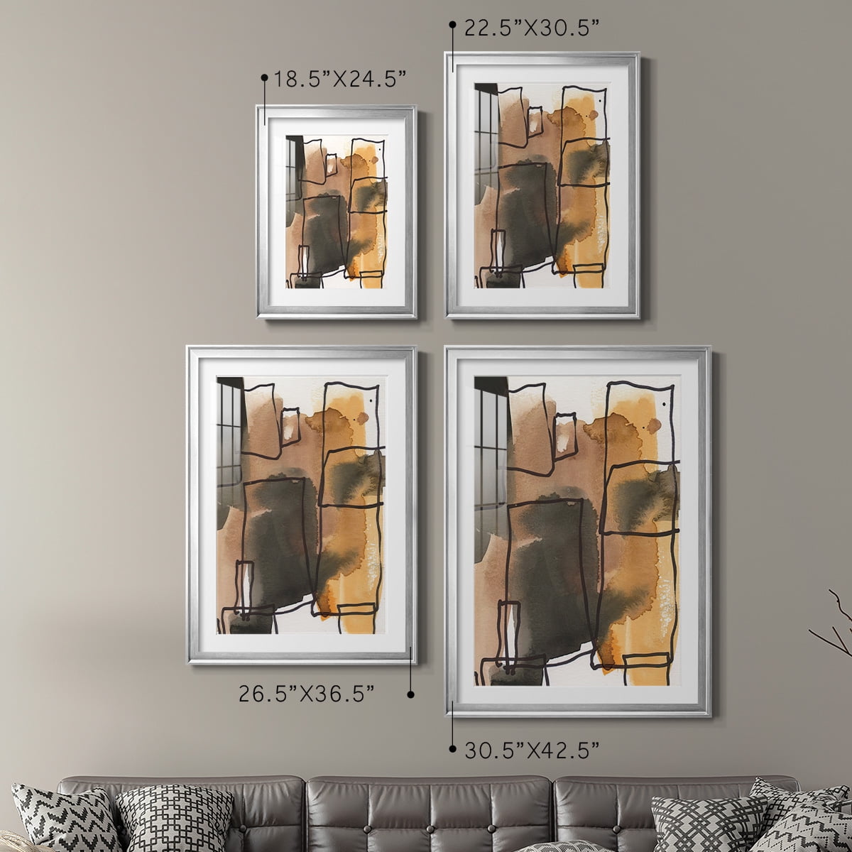 Wexford Home Retro Vibe I Premium Framed Print, 30.5" x 42.5" - Ready to Hang, Silver (Set of 2)