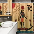 thumbnail image 3 of Letter M Shower Curtain, Abstract Ornamental Design in Dark Color Scheme Swirls and Lines Eastern, Cloth Fabric Bathroom Decor Set with Hooks,  Black Grey White, 3 of 4