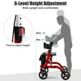 thumbnail image 5 of Giantex 2-in-1 Aluminum Rollator Walker w/Seat, Foldable Mobility Walking Aid w/Height Adjustable Handles & Wheels, Red, 5 of 10