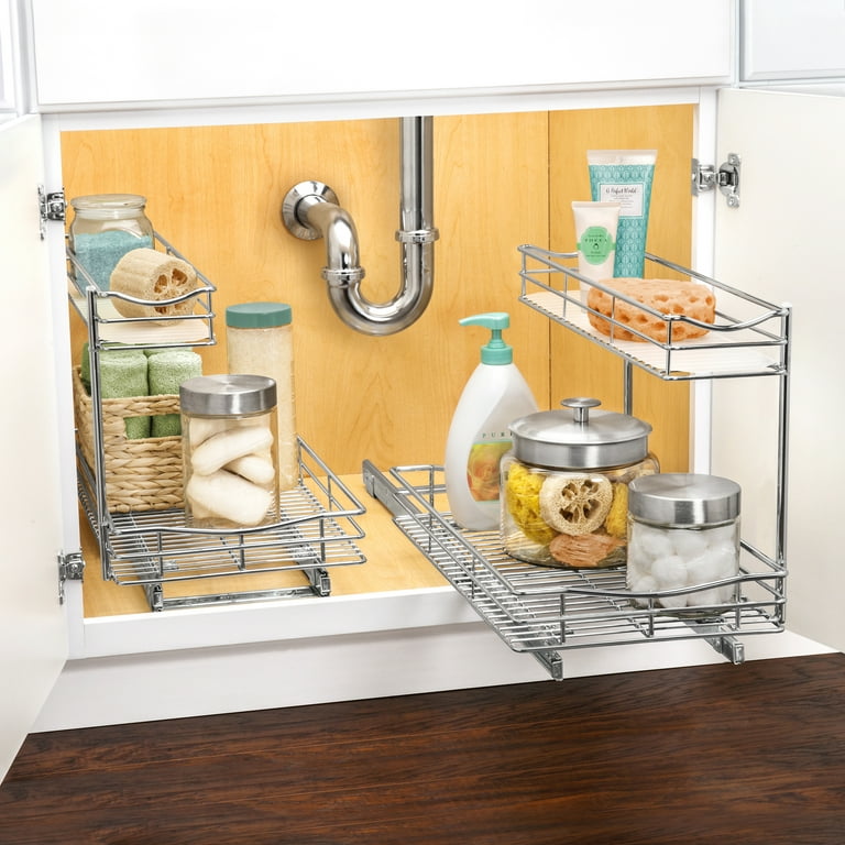 LYNK PROFESSIONAL 11W x 18D Pull Out Cabinet Organizer, Slide Out Pantry  Shelf - Chrome