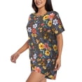 thumbnail image 2 of Wukai Colorful Flowers with Butterfly Women's Pajama Set,Short-Sleeve Top and Shorts with Elastic Waistband and Pockets for Loungewear, Yoga, and Casual Wear-X-Large, 2 of 8