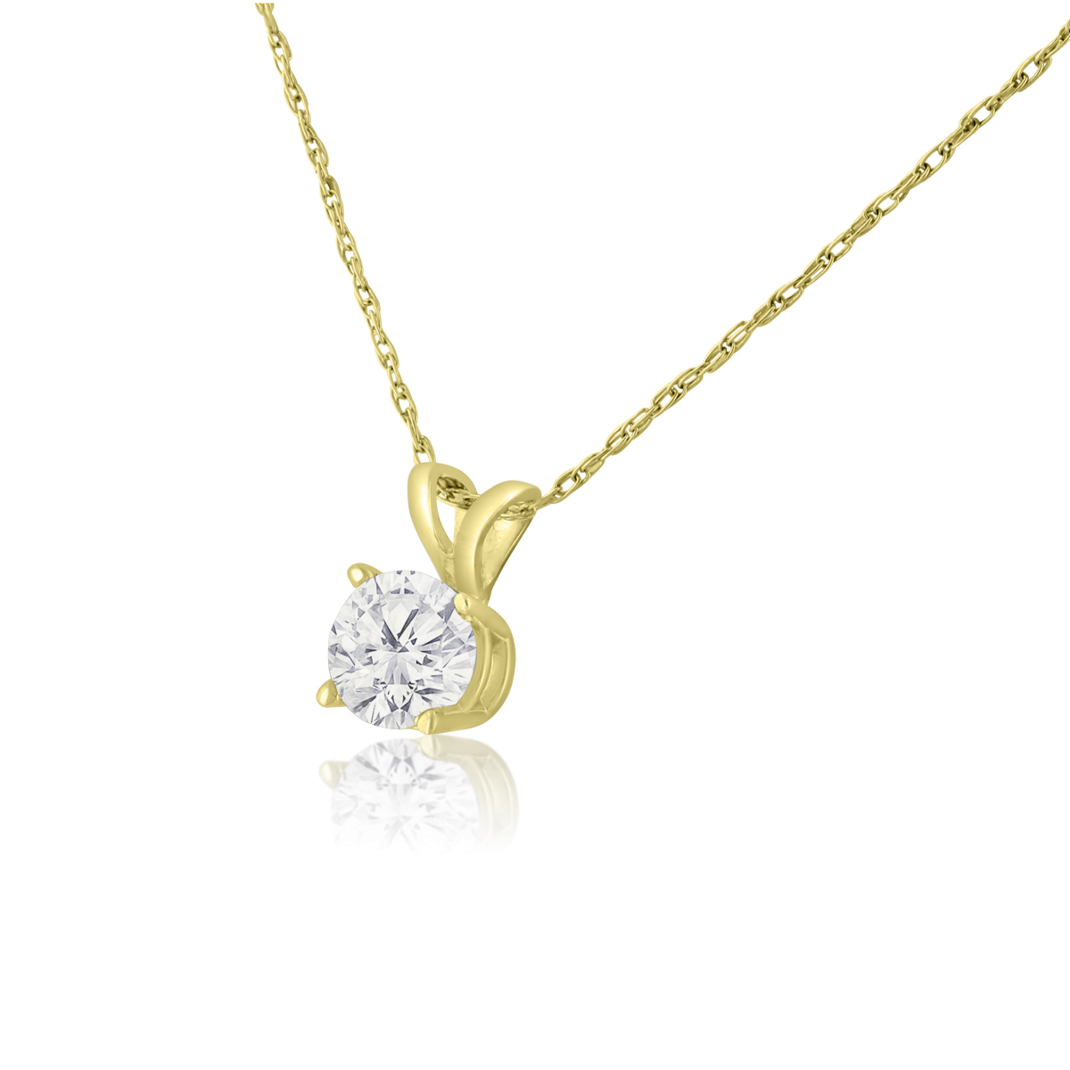 1/2 Carat Diamond Solitaire Necklace In 14 Karat Yellow Gold (J-K Color, I1-I2 Clarity)