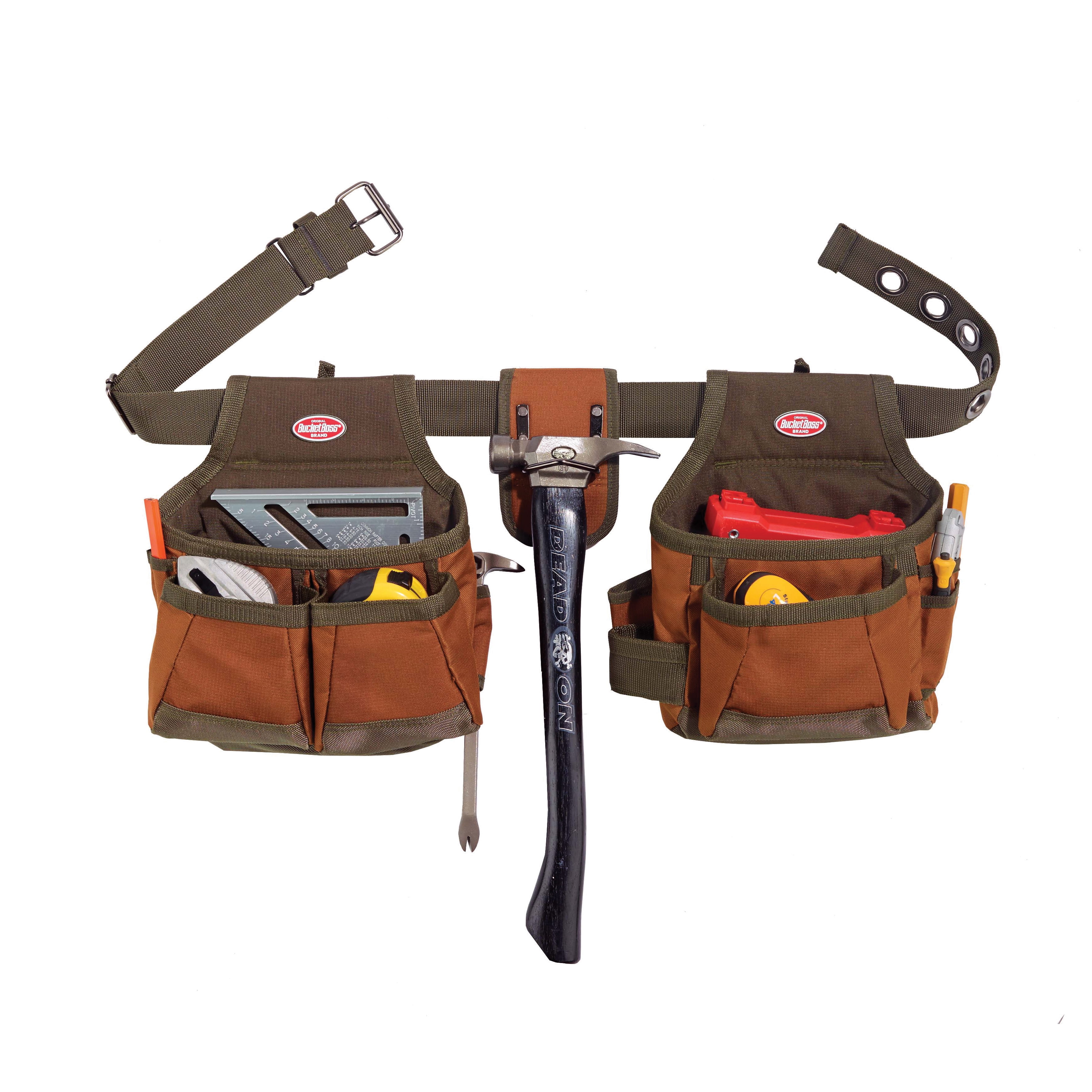 Bucket Boss 3 Tool Bag Tool Belt with Suspenders, in Digital Camo 