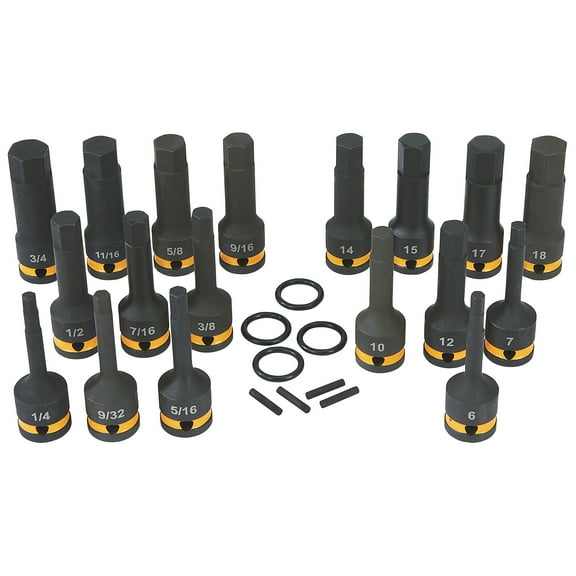 Klutch 1/2in. drive Impact Socket Set, Hex, 18 Pcs.