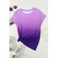 thumbnail image 4 of ABPHQTO Camiseta de manga corta con bolsillo en color morado degradado para mujer, 4 of 5