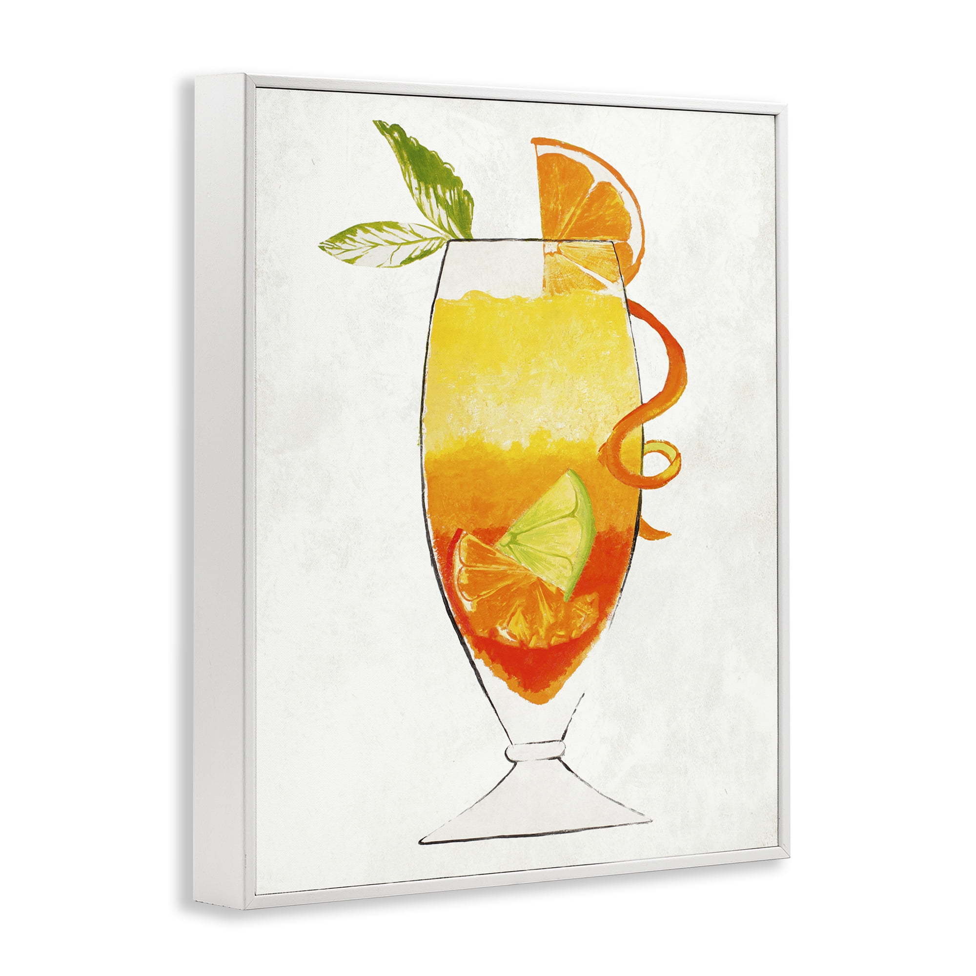 Stupell Industries Summer Cocktail Orange Fruit White Framed Giclee Art, design by Lorenzo Collective