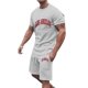 thumbnail image 1 of Playeras Deportivas De Verano Para Hombre, Camiseta Informal De Dos Piezas Con Estampado De Letras, Camiseta De Manga Corta Con Cuello Redondo Y Pantalones Cortos, 1 of 4
