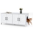 thumbnail image 3 of Demi Bonn 48" Modern Cat Litter Box Enclosure, Hidden Litter Box for 2 Cats, Cat House Furniture for Side Table or Nightstand, White, 3 of 8