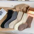 thumbnail image 2 of Nvzi 3 pares de calcetines blancos de punto cálidos para invierno, calcetines casuales de cuello redondo, calcetines cómodos para uso diario en clima frío, talla única., 2 of 5
