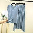 thumbnail image 2 of fatyb Women's Lounge Sets Pajama Outfits Square Neck Short Sleeve Tops Long Skirts Casual Summer 2 Piece, 2 of 3