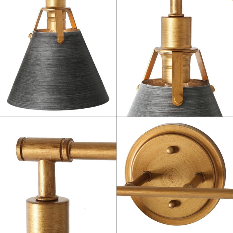 LNC 15.5-in 2-Light Brushed Gray and Gold Bell LED Modern Vanity Light for Bathroom
