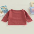 thumbnail image 4 of Chandail en Molleton à Col Rond pour Bébé Garçon Fille avec Poche, Couleur Unie, Manches Longues, Hauts Décontractés, Rouge Brunâtre 1-2 Ans, 4 of 8