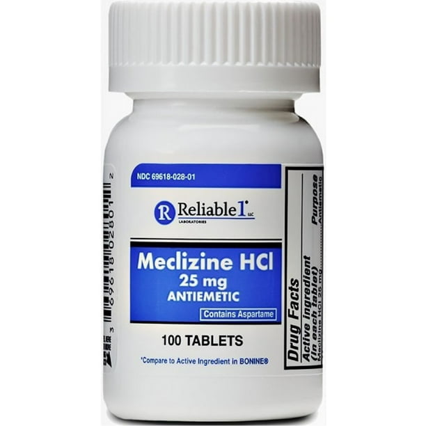 Reliable 1 Laboratories Meclizine Hci Tablets 25 Mg 100 Count Walmart Com