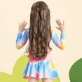 thumbnail image 4 of WOYY Toddler Girls Long Sleeve Rash Guard Skirt 2-Piece Swimsuit Swimwear Bathing Suit, 4 of 6