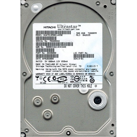 Hitachi HUA721050KLA330 P/N: 0A36000 MLC: BA2635 500GB