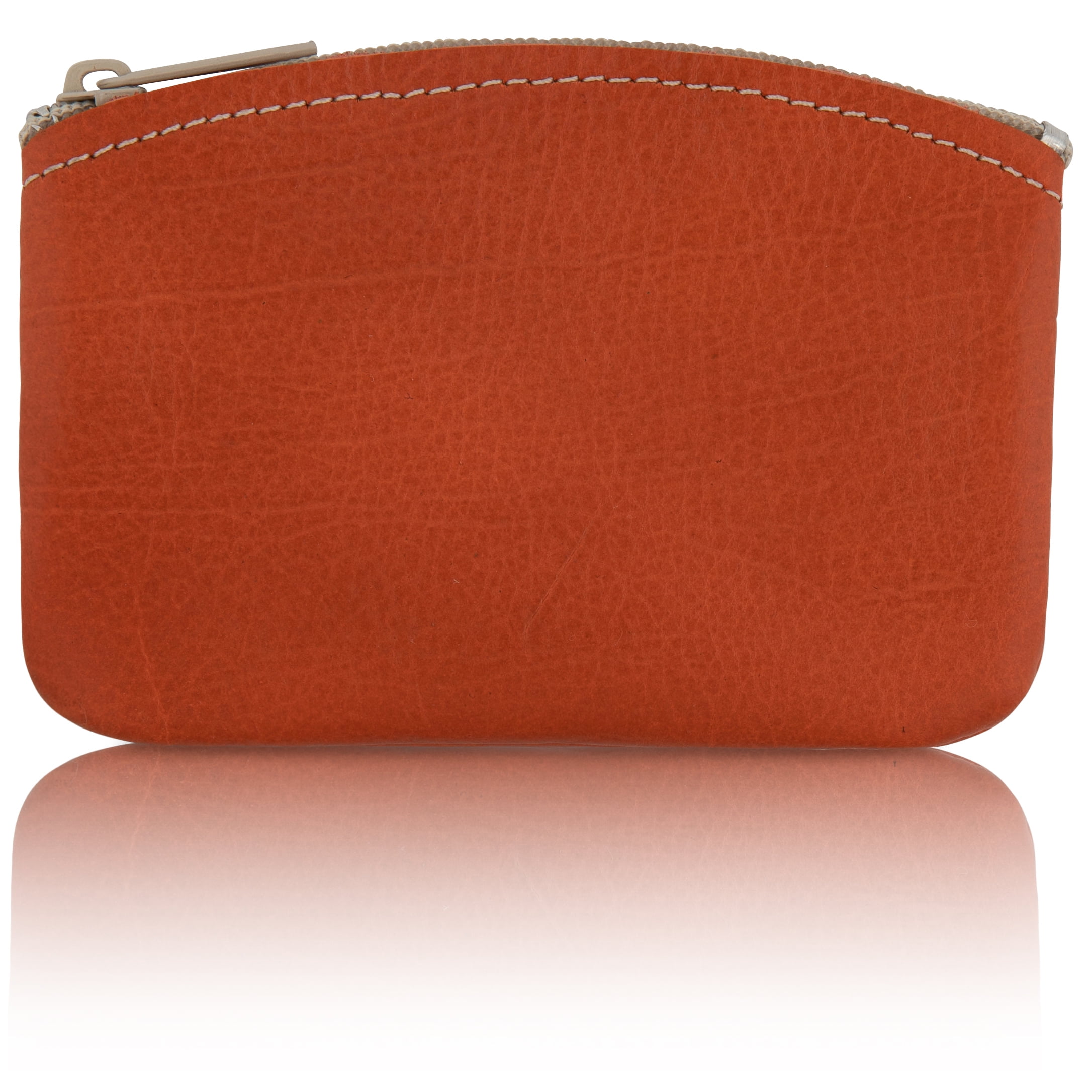 Classic Men's Large Coin Pouch Change Holder, Genuine Leather, Zippered