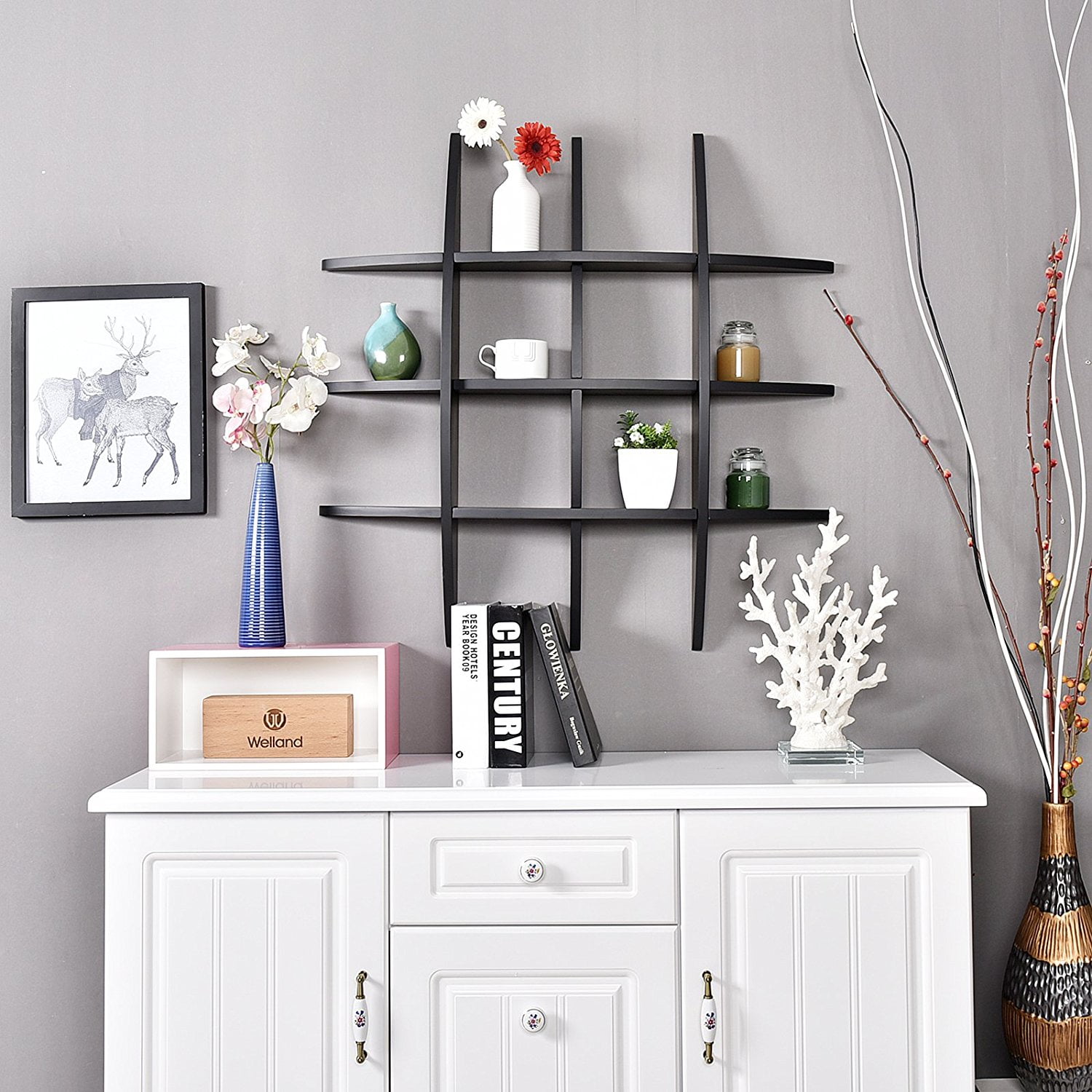 Lowestbest Cross Display Wall Shelf, Wall Mounted Floating Shelves, Black Lowestbest Cross Display Wall Shelf, Wall Mounted Floating Shelves, Black
