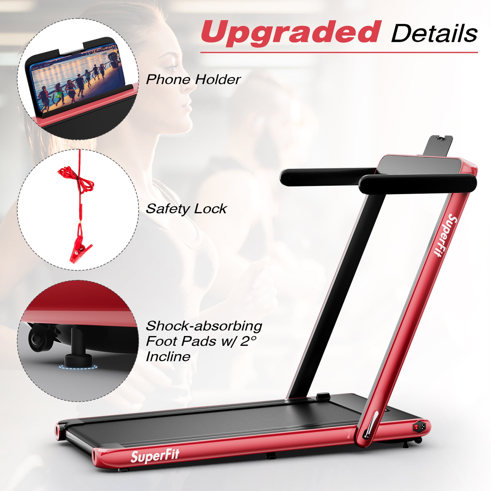 Gymax Motorized Treadmill Folding Under Desk Electric Treadmill W APP Red Walmart