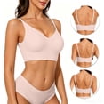 thumbnail image 4 of IQOGKRN Women's Low Back Bras with Padded Removeable Wirefree Seamless Bra Backless Multiway Straps Convertible Bra Pink L, 4 of 8
