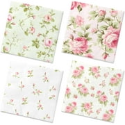 40Pcs Floral Napkins-Spring Disposable Paper Napkins Vintage Rose Floral Decoration One Napkin with 4Patterns for Garden Spring Tea Party