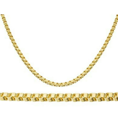 10K Yellow Gold Men Womens 3MM Alexander Chain Necklace Lobster Clasp 18 to 24 Inches (18)