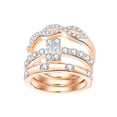 thumbnail image 3 of Juego de anillos de geométricos de aleación vintage triple, circonita blanca 6 Hugo Anillo de diamante de circón, 3 of 10