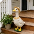 thumbnail image 5 of Fresh Pastoral Porch Goose Outfit - Woven Straw Hat (with Adjustable Drawstring) & Yellow-White Gingham Lace Collar Set, Gentle Durable Materials,Ideal for Porches, Patios, Gardens & Indoor Decor, 5 of 6