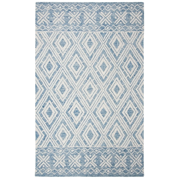 SAFAVIEH Micro-Loop Chris Geometric Area Rug, Blue/Ivory, 8' x 10'