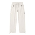 thumbnail image 4 of Levmjia Women's Cargo Pants with Multi Pockets High Waisted Straight Leg Utility Pants Adjustable Drawstring Elastic Waist Casual Hiking Trousers for Outdoor, 4 of 4
