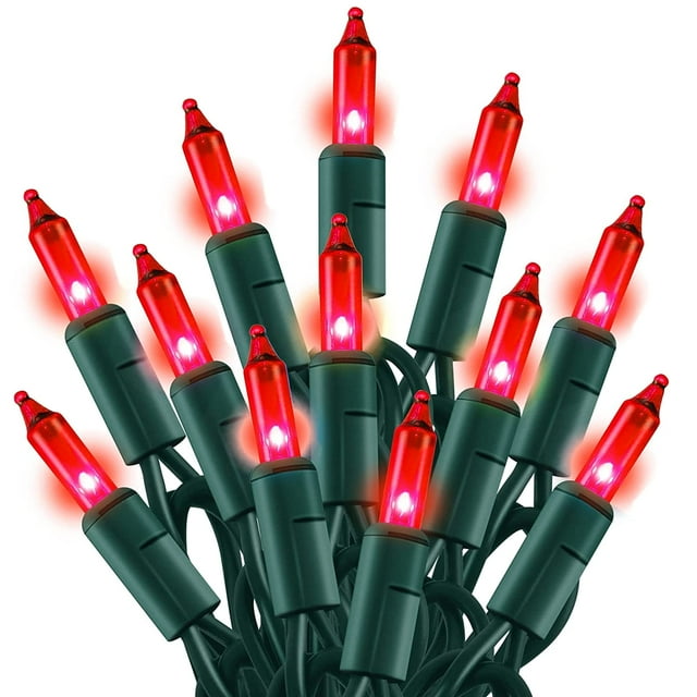 Cadena de luces Dazzle Bright, 6 m, 100 incandescentes, resistentes al agua, 120 V