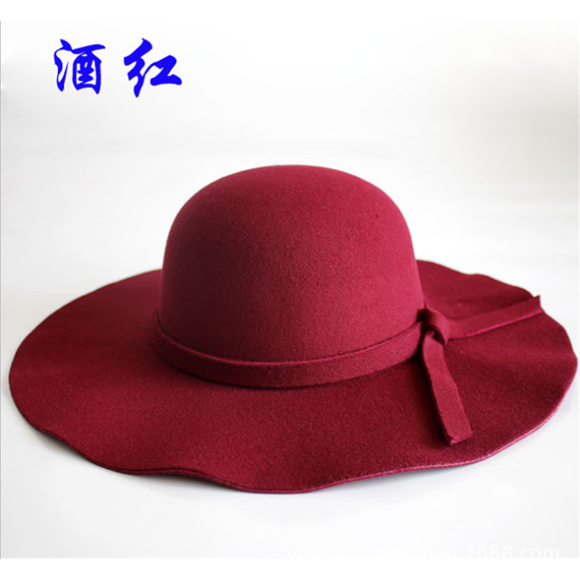 Kmbangi Women Wide Brimmed Hat Foldable Retro Hat Felt Bowler Sun Cap