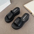 thumbnail image 3 of Slippers for Women,Fashion Solid Color Platform Slippers Temperament Comfortable Breathable Shoes,Womens Slippers,Black,6.5, 3 of 6