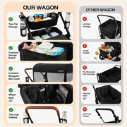 HARPPA Foldable Wagon Stroller for 2 Toddlers with Pull & Push Handle, Canopy, 32.9lbs,Gray
