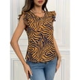 thumbnail image 3 of SOMER Women's Tops Crew Neck Print Ruffle Sleeve T-Shirt for Women Trendy 2025 Casual Tie Shirt Top, 3 of 6