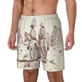 thumbnail image 2 of Uemuo Cowboys Riding Horses Pattern Mens Swim Trunks Quick Dry Board Shorts with Mesh Lining, Stretch Beach Shorts Quick Dry No-Chafing Board Shorts-Large, 2 of 9