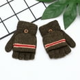 thumbnail image 2 of MEICHEN Fingerless Gloves for Girls and Boys, Korean Version Striped Half Finger Flip Gloves Plain Winter Warm Wool Gloves, Fall Winter Fashion Accessories, 2 of 3