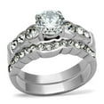 thumbnail image 1 of Women High Polished Stainless Steel Ring with AAA Grade CZ in Clear - Size 9, 1 of 1