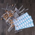 thumbnail image 4 of MasteelfCA 50pcs 1.2x7.5cm Plastic Clear Test Tubes with Cork Stoppers and Brush for Scientific Experiments Powder Liquid Storage (50pcs with 2pcs Stickers of 24 Labels), 4 of 7