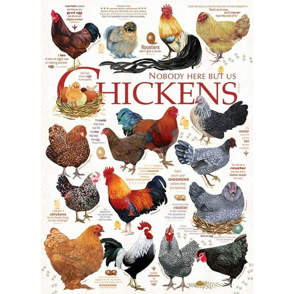 Cobble Hill 1000 Piece Puzzle - Chicken Quotes - Sample Poster Included