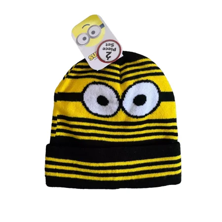 Despicable Me Minions Winter Beanie Hat Glove Set for Little Kids Age 4-7