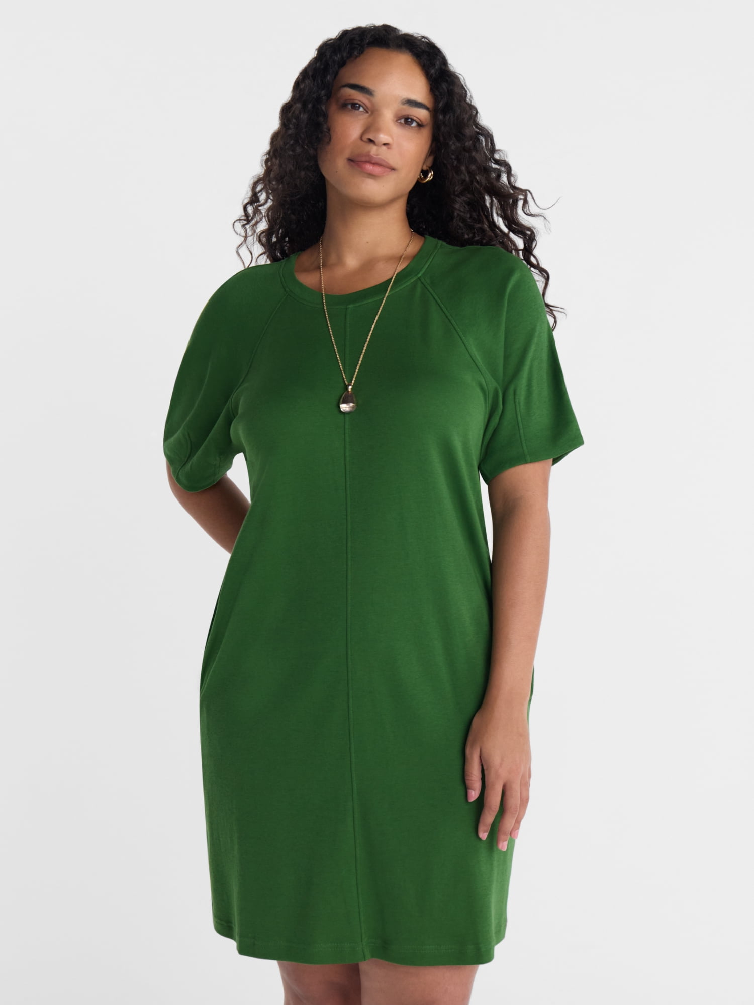 Scenario Women's and Women's Plus Mini Dress with Short Raglan Sleeves, Sizes XS-4X