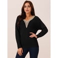 thumbnail image 3 of DARING DIVA Long Sleeve Lace V Neck Pullover Sweater Jumper Top S Black, 3 of 5