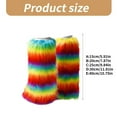 thumbnail image 2 of Women Girls Vintage Warm Bright Rainbow Leg Warmers Fuzzy Leg Cover Harajuku Boot Cuffs Long Socks for Winter Days, 2 of 10