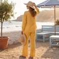 thumbnail image 7 of Stralyhd Womens 2 Piece Set Cotton Linen Lounge Sets 2026 Fall Airport Travel Matching Sets Cozy Teacher Daily outfits with Pockets Gold S, 7 of 7