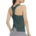 thumbnail image 4 of Diufon Workout Tops for Women Open Back Ruched Going Out Crop Top Backless Yoga Tops Drawstring Back, 4 of 4
