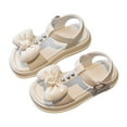 thumbnail image 1 of MIASHUI Sandales de Princesse pour Filles, Mode, Nœud, Chaussures Plates d'Été, Blanc, 4,5-5 Ans, 1 of 9