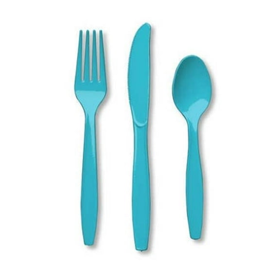 Group Premium Plastic Cutlery Assortment, Bermuda Blue - 24 per Case - Case of 12