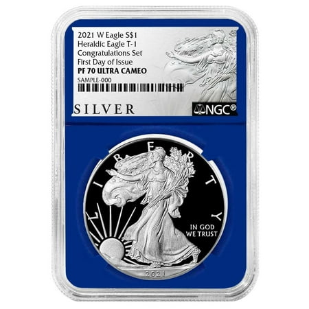 2021-W Proof $1 Type 1 American Silver Eagle Congratulations Set NGC PF70UC FDI ALS Label Blue Core